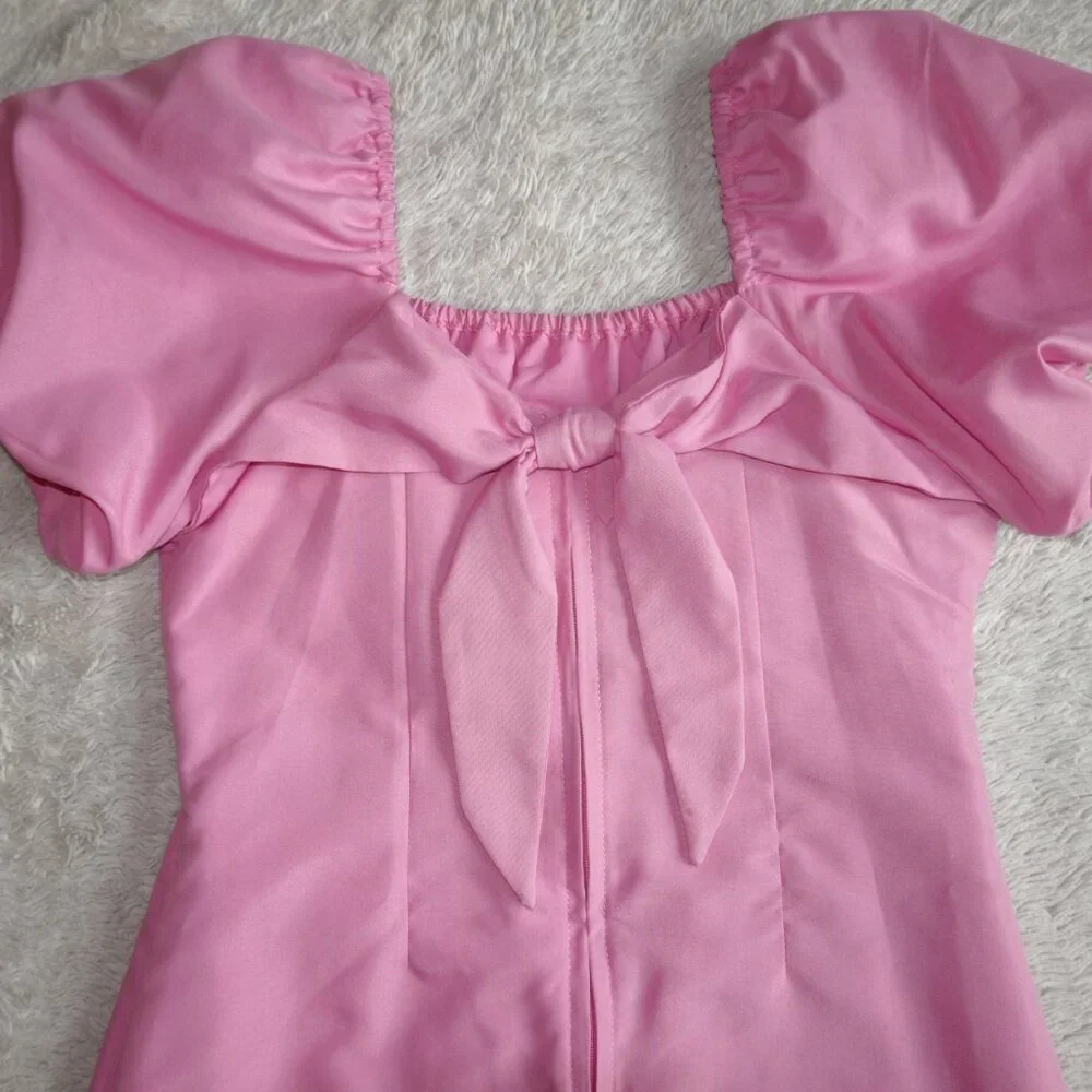 Girls Size 14 GB Girls Pink Puff-Sleeve Empire Waist Dress, Like New - Picture 9 of 10